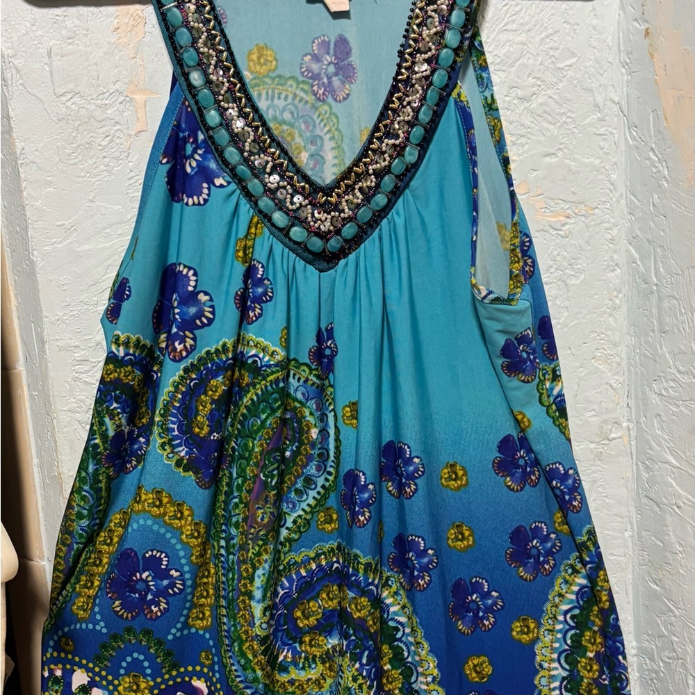 Chic Blue Paisley top with Embellishments